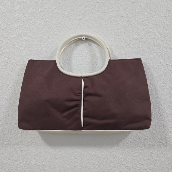 Victoria’s Secret Brown White Handle Tote Purse Bag Vintage Style Medium Y2K - Picture 4 of 9